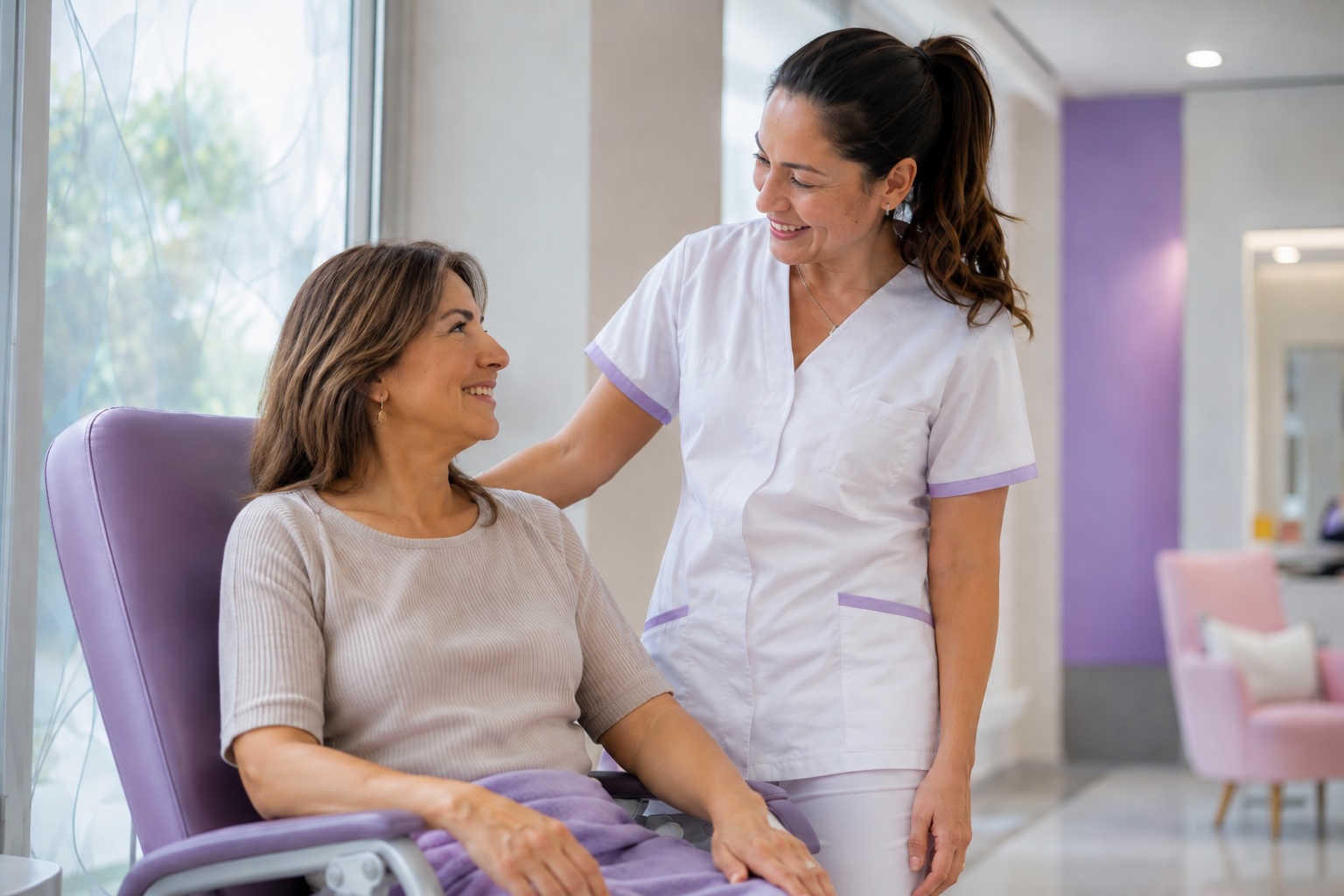 Foto: profesional de salud acompañando a un paciente
